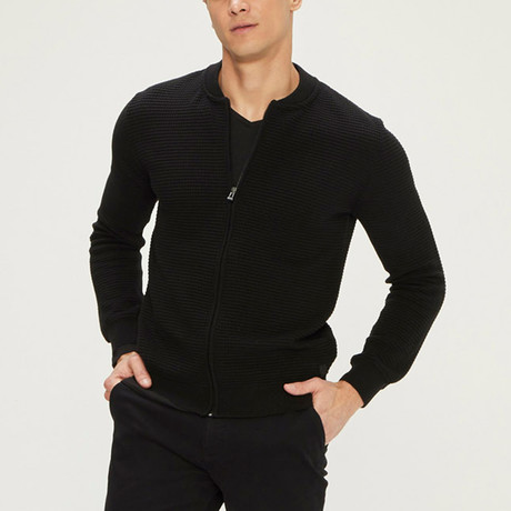 Todd Dog Collar Zip-Up Sweater // Black (S)
