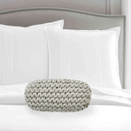 Lychee Cotton Knitted Neck Roll Bolster Pillow (Dark Beige)