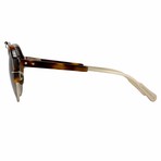 KVA65C2SUN // Unisex Sunglasses // T-Shell + Antique Gold + Brown Gradient Lens