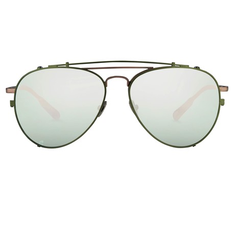 KVA89C6SUN // Unisex Sunglasses // Matt Bronze + Green Clip + Green Mirror