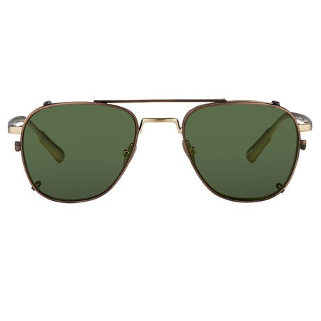KVA92C3SUN // Unisex Sunglasses // Antique Gold + Bronze Clip + Green