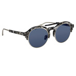 KVA64C4SUN // Unisex Sunglasses // Navy T-Shell + Silver + Blue Mirror