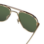 KVA92C3SUN // Unisex Sunglasses // Antique Gold + Bronze Clip + Green