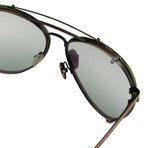 KVA89C6SUN // Unisex Sunglasses // Matt Bronze + Green Clip + Green Mirror