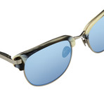 KVA76C4SUN // Unisex Sunglasses // Horn + Brushed Silver + Blue Mirror