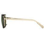 KVA92C3SUN // Unisex Sunglasses // Antique Gold + Bronze Clip + Green