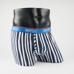 Benjamin Uneven Stripe Boxer Brief // Navy Blazer (XL)
