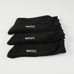 Kennedy Basic Crew Socks // Black // Pack of 3 (S-M)