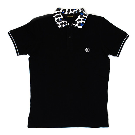 Polo + Cheetah Accent // Black (S)