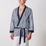 Haru Uneven Stripe Kimono Robe // Navy Blazer (L)