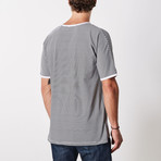 Madison Stripe Batwing Short-Sleeve Lounge Shirt // Black + White (XL)