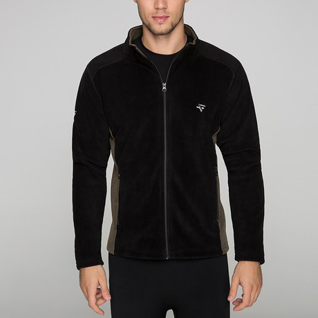 Zip-Up Jacket // Black + Khaki (XS)