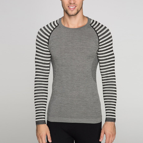 Long Sleeve Striped Base Layer Top // Anthracite (S-M)