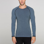 Long Sleeve Striped Base Layer Top // Blue (L-XL)