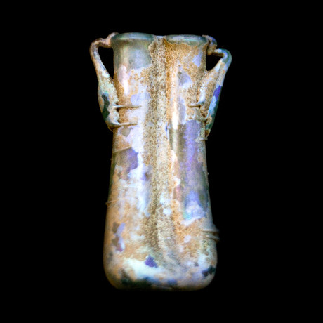 Rare Roman Glass Double Balsamarium with Beautiful Iridescence // Roman Empire Ca. 100-300 CE