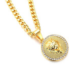 Lion Disc Pendant Necklace