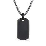 Designer Inspired Pendant Necklace // Black + Dark Tag
