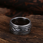 Laser Cut Inscribed Ring // Stainless Steel (Size 10)