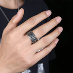 Laser Cut Inscribed Ring // Stainless Steel (Size 8)