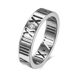 Roman Numeral Modern Ring // 14K White Gold Plating + Stainless Steel (7)