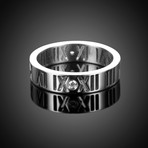 Roman Numeral Modern Ring // 14K White Gold Plating + Stainless Steel (8)