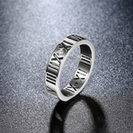 Roman Numeral Modern Ring // 14K White Gold Plating + Stainless Steel (9)