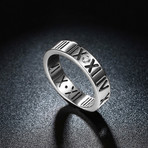Roman Numeral Modern Ring // 14K White Gold Plating + Stainless Steel (7)