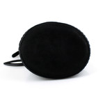 Alaia // Suede Mini Eyelet Bucket Shoulder Handbag // Black