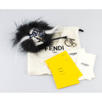 Fendi // Fur Cube Monster Charm Key Ring // Black + White