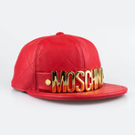 Moschino // Leather Quilted Baseball Cap // Red