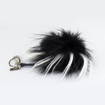 Fendi // Fur Cube Monster Charm Key Ring // Black + White