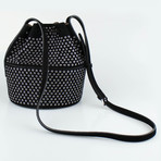 Alaia // Suede Mini Eyelet Bucket Shoulder Handbag // Black