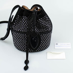 Alaia // Suede Mini Eyelet Bucket Shoulder Handbag // Black