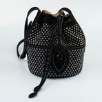 Alaia // Suede Mini Eyelet Bucket Shoulder Handbag // Black