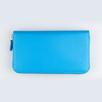 Salvatore Ferragamo // Cielo Leather Double Gancio Zip Wallet // Blue