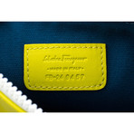 Salvatore Ferragamo // Small Leather Pouch Clutch // Gray + Yellow