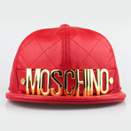 Moschino // Leather Quilted Baseball Cap // Red