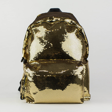 Moschino // Metallic Sequin Backpack // Gold