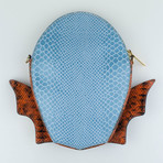 Stella McCartney // Leather Super Hero Clutch Crossbody Bag // Blue Python