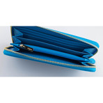 Salvatore Ferragamo // Cielo Leather Double Gancio Zip Wallet // Blue