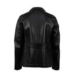 Leather 3-Button Sport Coat Jacket V1 // Black (Euro: 44)