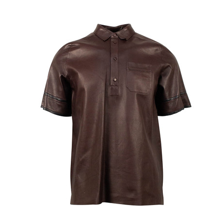 Leather Polo Shirt // Burgundy (Euro: 44)