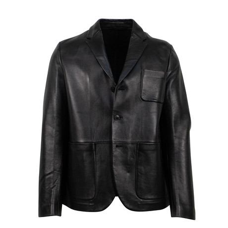 Leather 3-Button Sport Coat Jacket V1 // Black (Euro: 44)