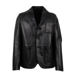 Leather 3-Button Sport Coat Jacket V1 // Black (Euro: 44)