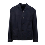 Pinstripe 4-Button Suit // Navy Blue (Euro: 46)