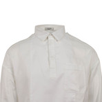 Textured Concealed Half Button-Up Shirt // White (US: 15R)