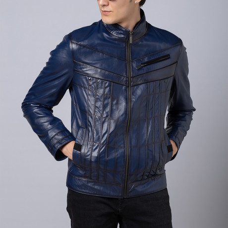 Asher Leather Jacket // Blue (Euro: 46)