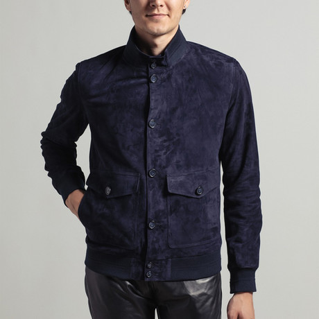 Elias Suede Jacket // Navy (Euro: 46)