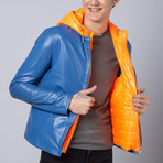 Watson Leather Jacket + Vest // Blue + Orange (Euro: 46)