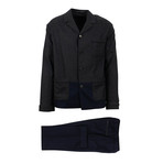 Color Block 4-Button Suit // Gray + Blue (Euro: 46)